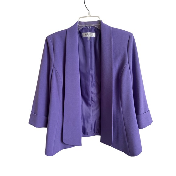 Kasper Jackets & Blazers - Kasper Women Purple Open Front Shawl Collar 3/4 Sleeve Blazer Size 10 Classic